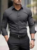 Summer New Men's Long-Sleeve Shirt Business Formal Wear Breathable Lightweight Long-Sleeved Top for Daily Work