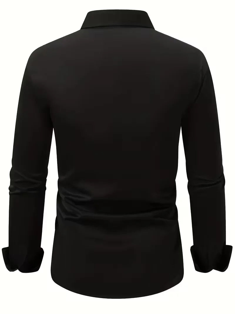 Summer New Men's Long-Sleeve Shirt Business Formal Wear Breathable Lightweight Long-Sleeved Top for Daily Work
