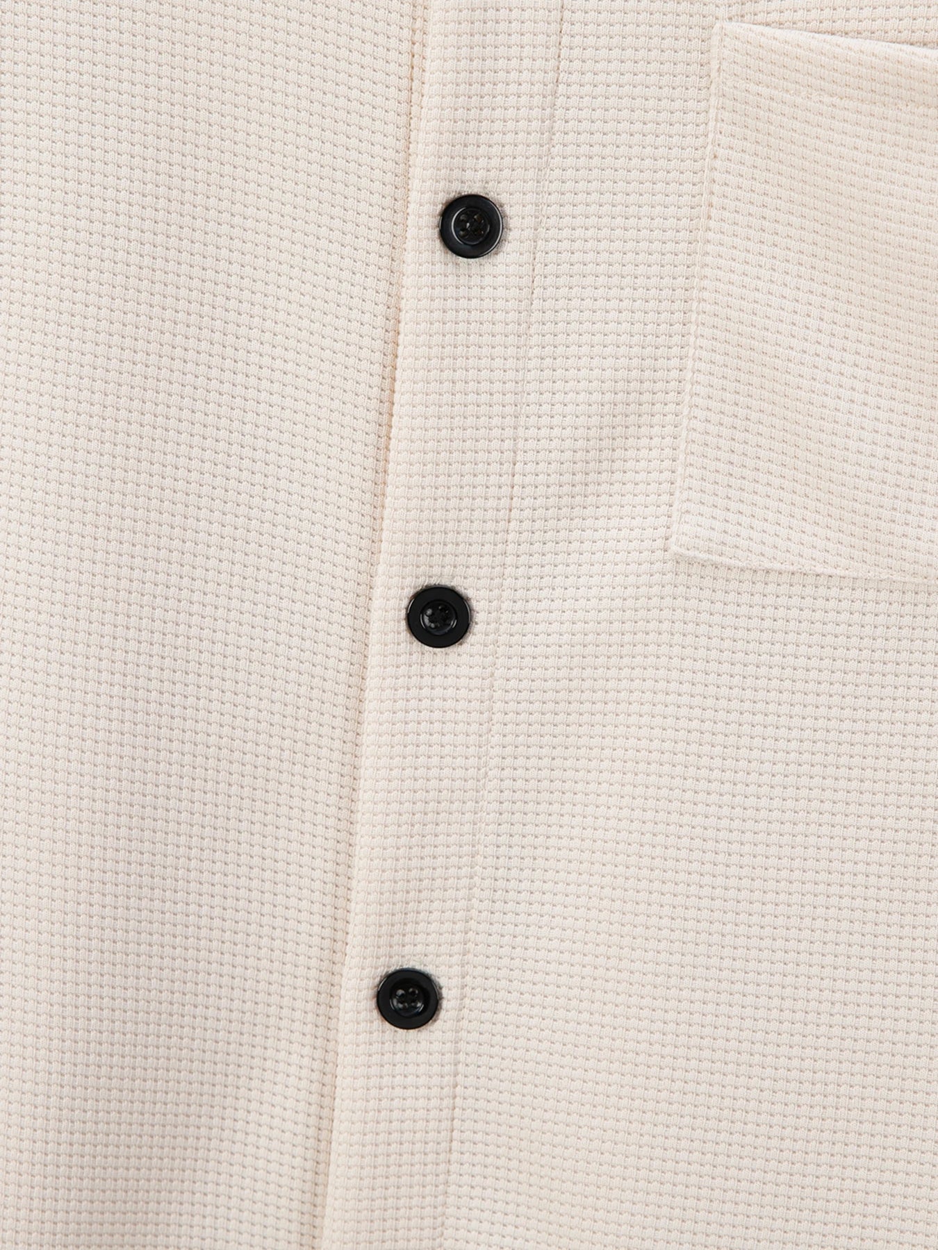 Men's Waffle Shirt Fashionable Stand-Up Collar Button Shirt and Trousers 1/2 Pieces Comfortable Breathable Casual