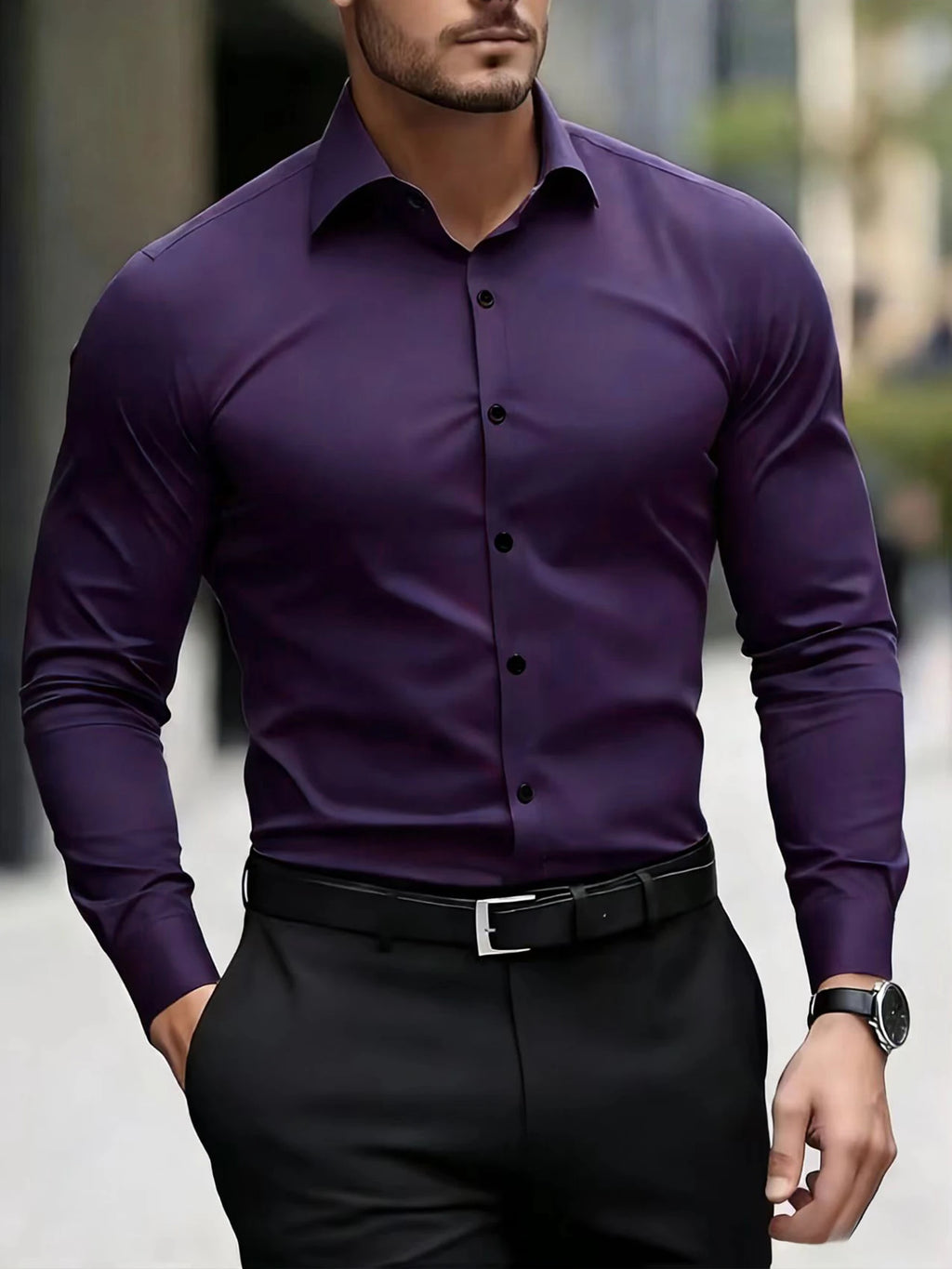 Summer New Men's Long-Sleeve Shirt Business Formal Wear Breathable Lightweight Long-Sleeved Top for Daily Work