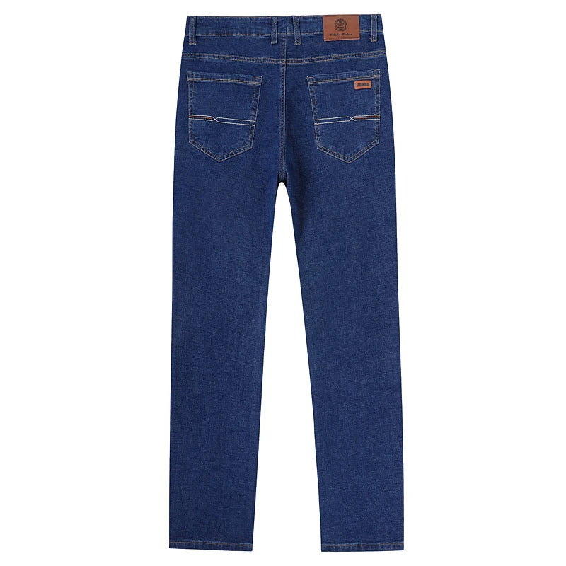 2026 New Men's Straight Denim Pants  Brand Clothes Black Blue  Jeans Classic Washed Stretch Cotton Business Casual Pants