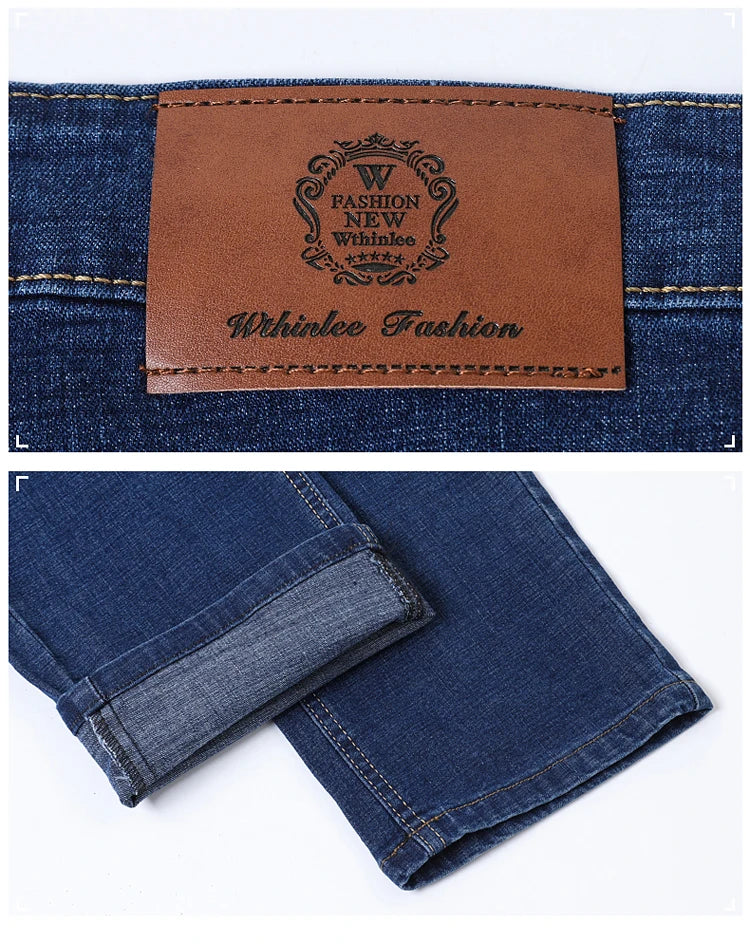 2026 New Men's Straight Denim Pants  Brand Clothes Black Blue  Jeans Classic Washed Stretch Cotton Business Casual Pants