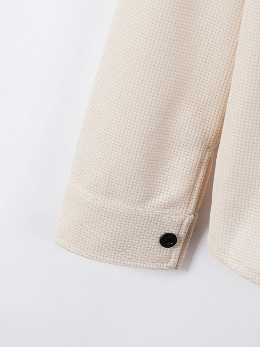 Men's Waffle Shirt Fashionable Stand-Up Collar Button Shirt and Trousers 1/2 Pieces Comfortable Breathable Casual