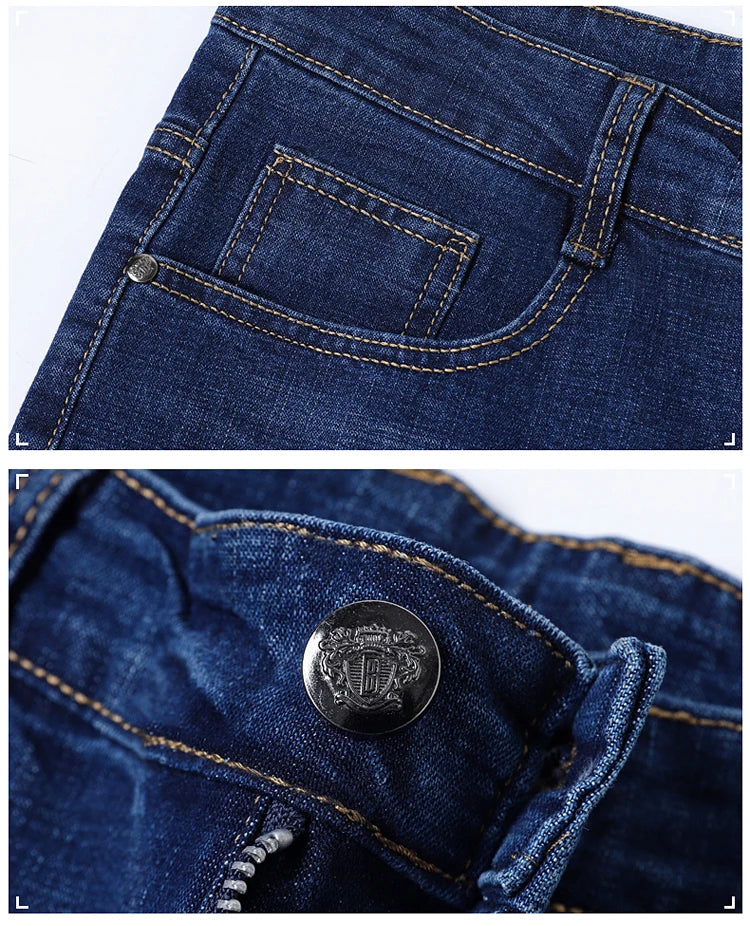 2026 New Men's Straight Denim Pants  Brand Clothes Black Blue  Jeans Classic Washed Stretch Cotton Business Casual Pants