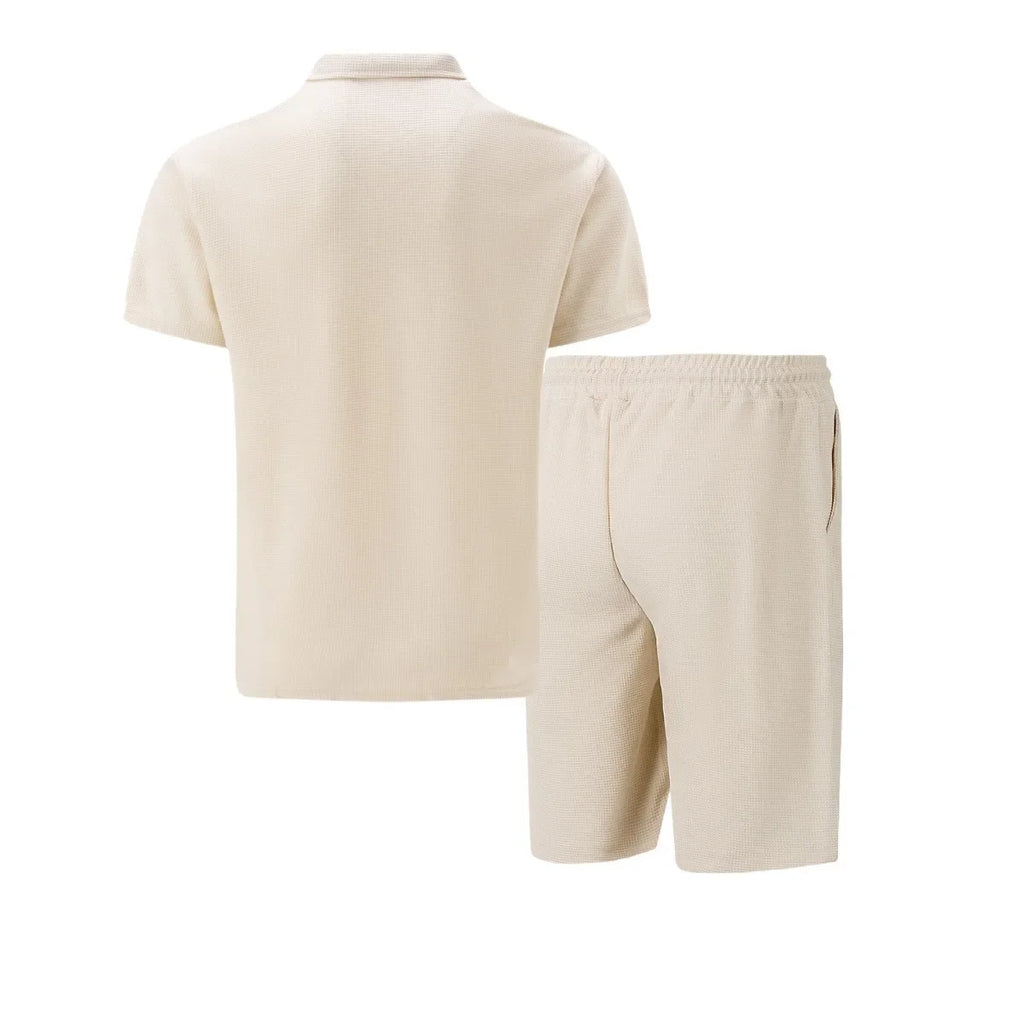 Summer Men Sports Polo Suit Short Sleeve Stylish Zipper Polo Shirt And Shorts Set Men Casual Streetwear 2-pie Leisure Sports Set