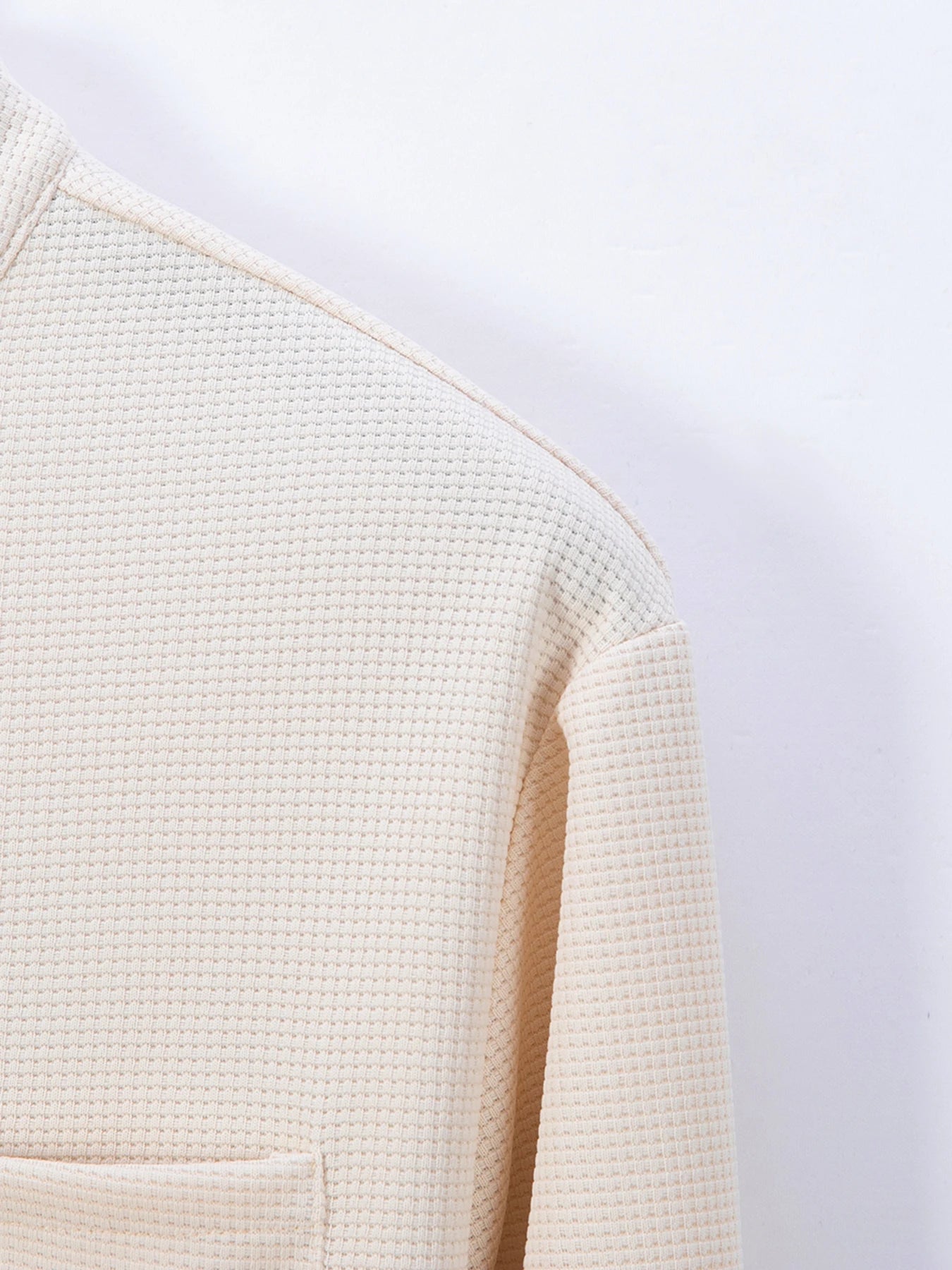 Men's Waffle Shirt Fashionable Stand-Up Collar Button Shirt and Trousers 1/2 Pieces Comfortable Breathable Casual